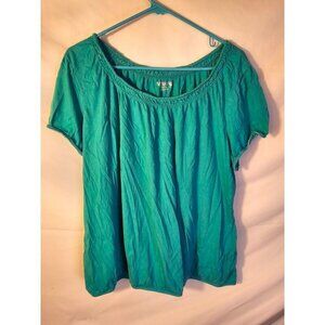 Cato Teal Shirt Blouse‎ Top Short Sleeve Stretch Womens Plus Size 3X 22W 24W